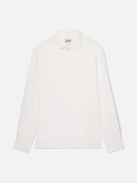 Polo Raphael de lino de manga larga blanco 