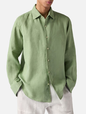 Camicia Raphael in puro lino verde salvia