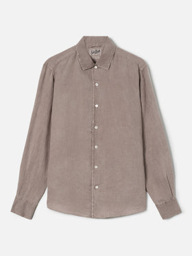 Brown Raphael shirt in pure linen