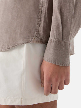 Brown Raphael shirt in pure linen