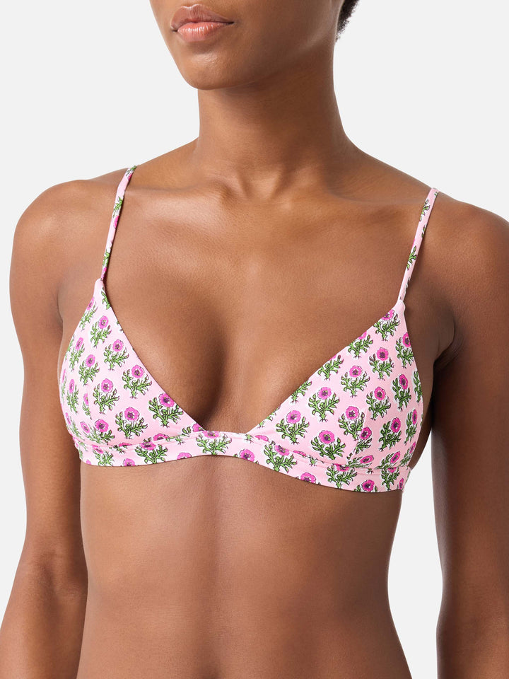 Top bikini Rylie triangolo con fantasia floreale