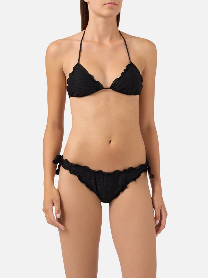 Bikini triangular Sagittarius Moon en lurex negro 