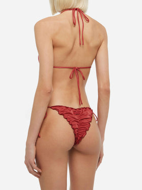 Bikini classico a triangolo in shimmer rosso mattone Sagittarius Miami