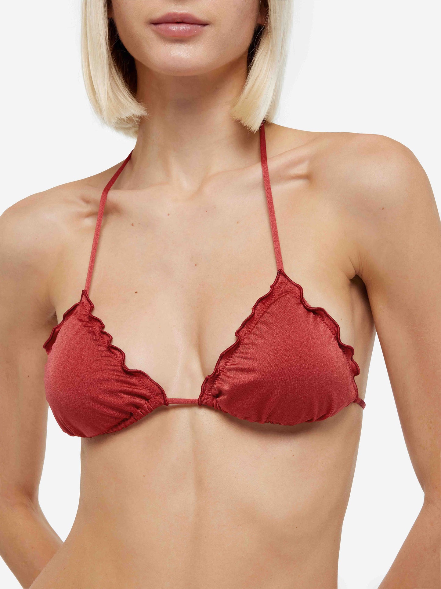 Bikini classico a triangolo in shimmer rosso mattone Sagittarius Miami