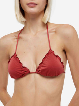 Bikini classico a triangolo in shimmer rosso mattone Sagittarius Miami