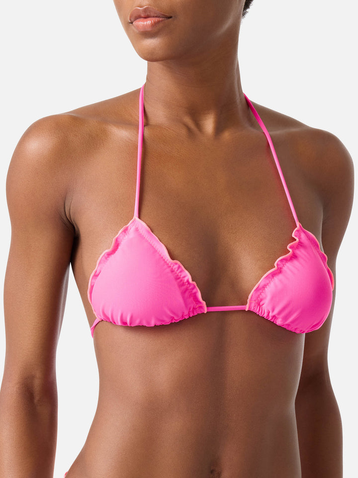 Haut de bikini triangle Sagittarius rose fluo 