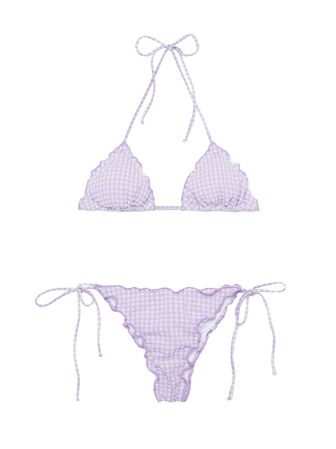 Seersucker triangle bikini Sagittarius Miami with gingham print - MC2 Saint Barth