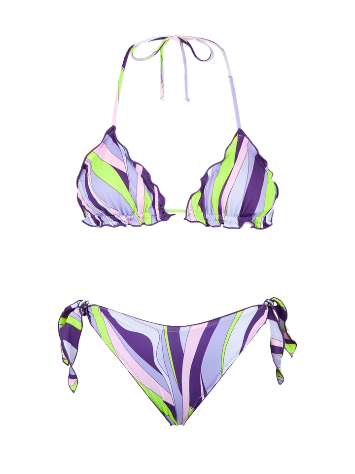 Damen-Triangel-Bikini mit Shape-Wave-Print