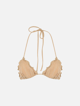 Woman gold lurex classic triangle beach top Sagittarius
