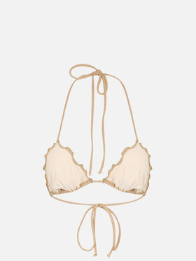 Woman gold lurex classic triangle beach top Sagittarius