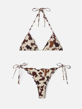 Bikini triangle Sagitami à imprimé vache all-over 
