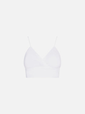 Top a bralette in lino bianco