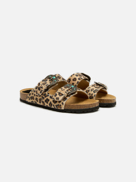 Sandalia con hebilla en pelo de potro con estampado de leopardo | TAJI SPECIAL EDITION 