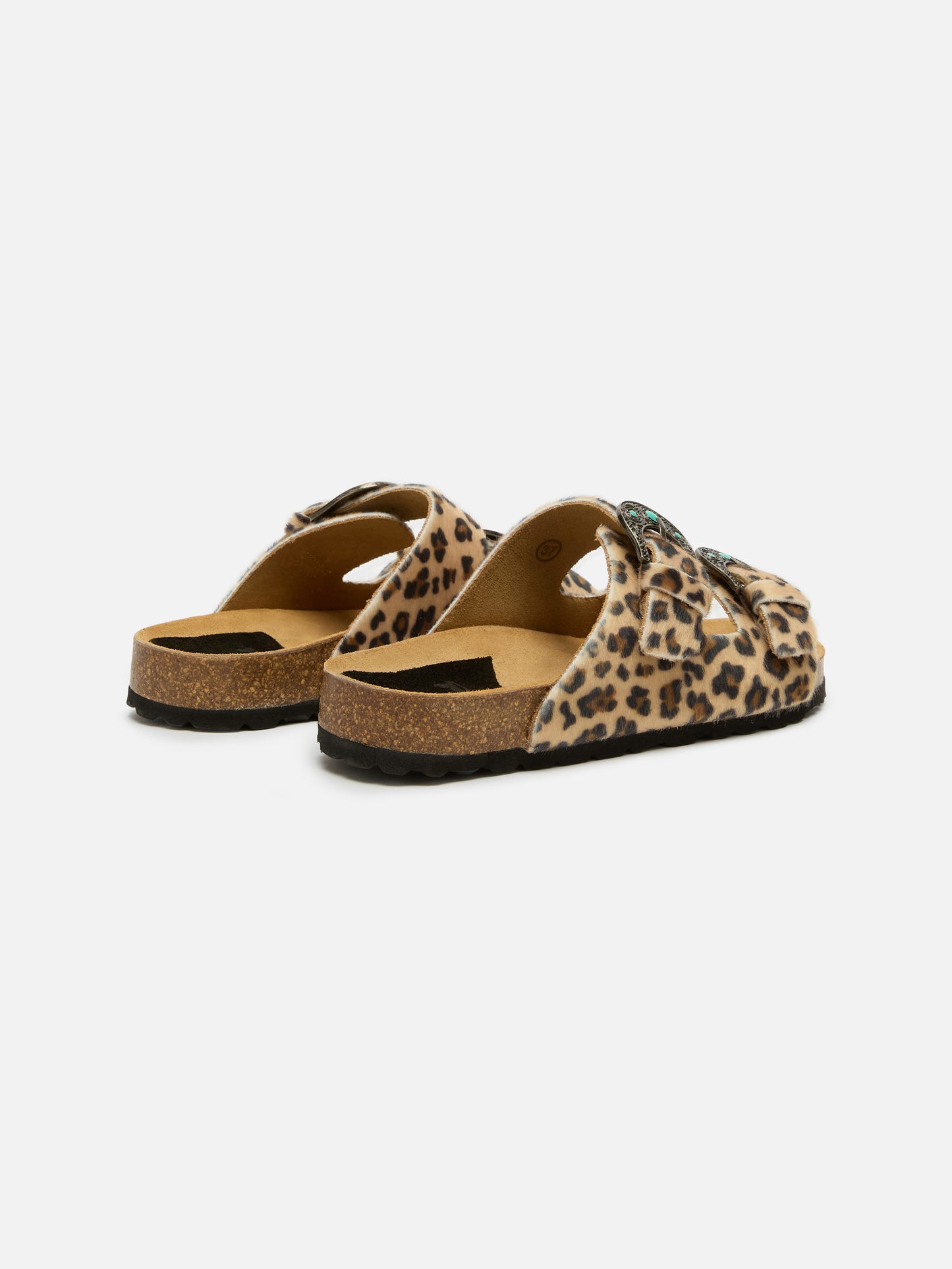 Sandalia con hebilla en pelo de potro con estampado de leopardo | TAJI SPECIAL EDITION 