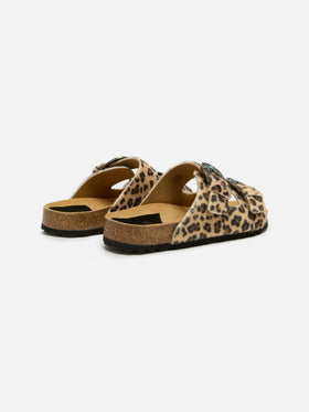 Sandalia con hebilla en pelo de potro con estampado de leopardo | TAJI SPECIAL EDITION 