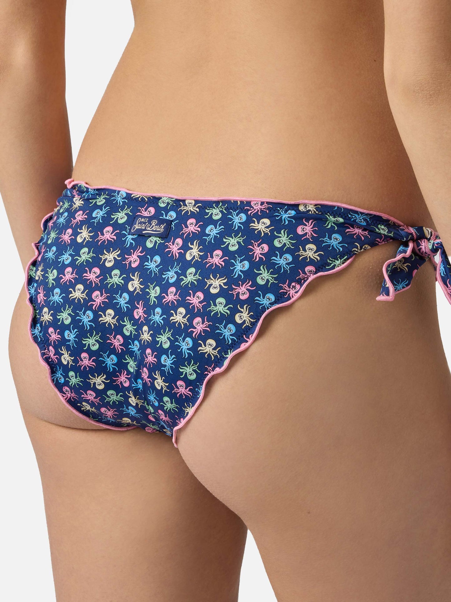 Bikini Sarius triangle in blue with all-over octopus print