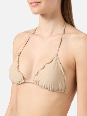 Bikini Sarius triangle in solid gold lurex