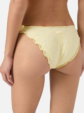 Bikini Sarius a triangolo in tessuto sangallo giallo