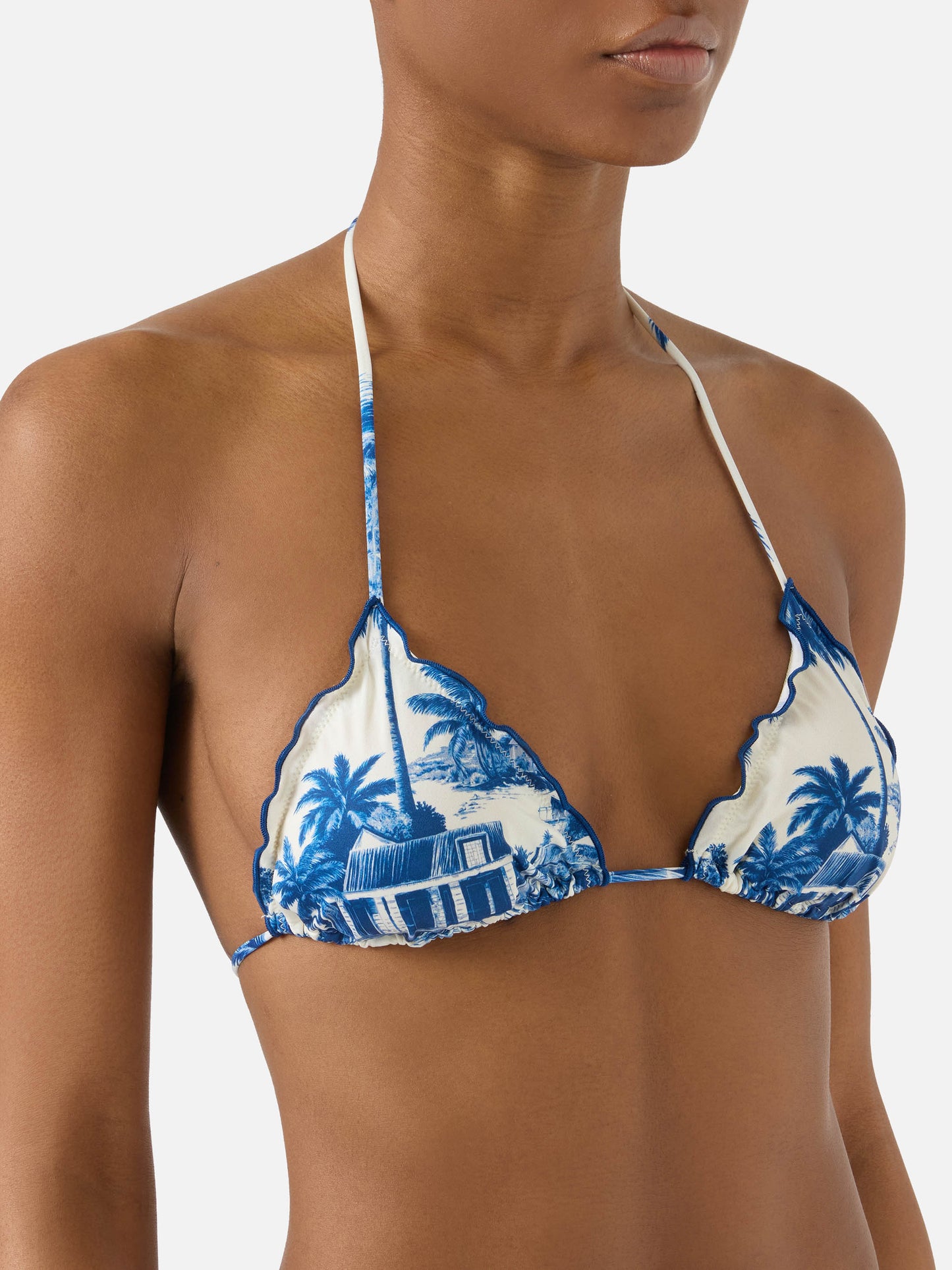 Bikini Sarius triangolo con stampa toile de jouy blu | Special edition
