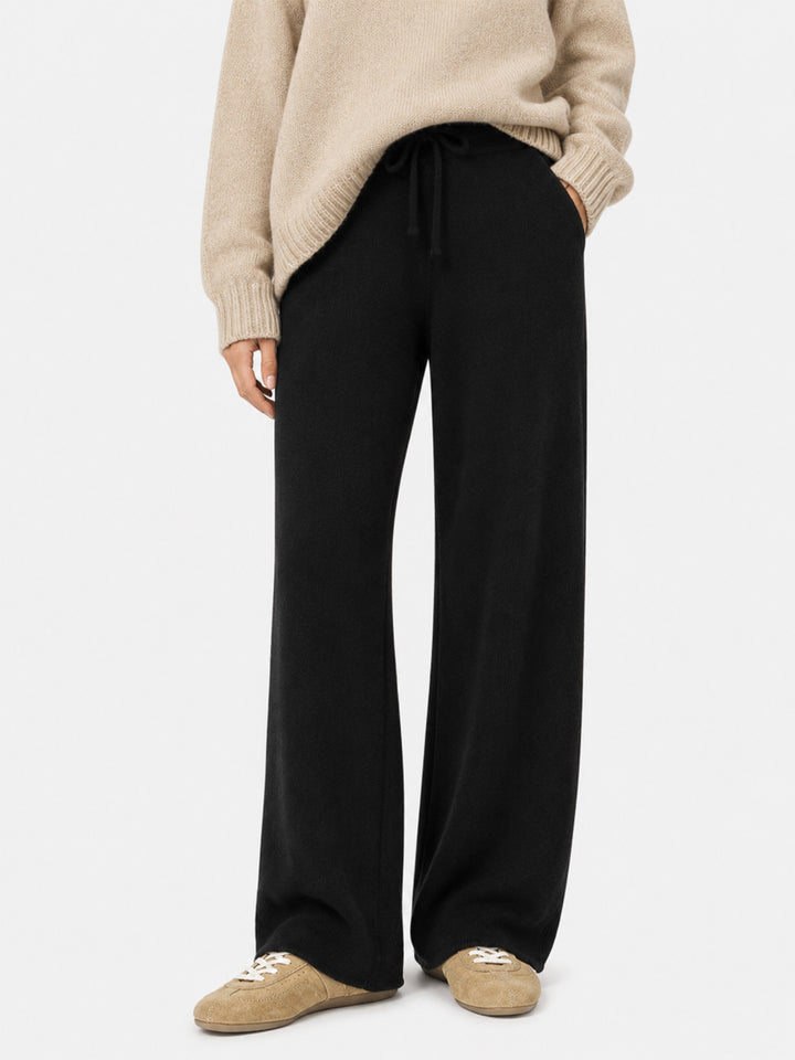 Knitted black palazzo pants