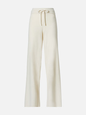 Woman off-white cashmere blend palazzo pants