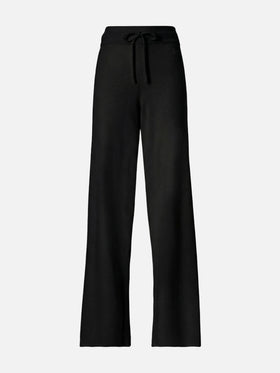 Pantaloni palazzo Savine neri in misto cashmere