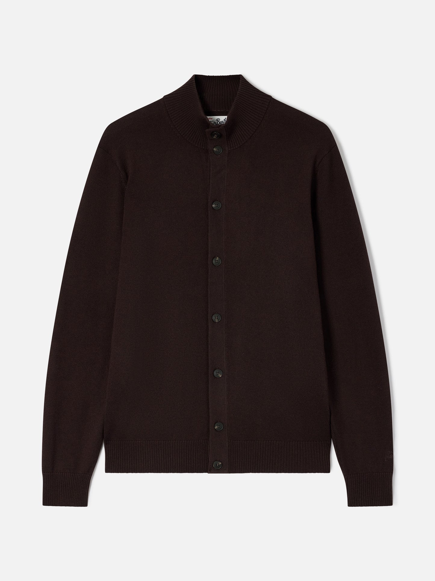 Cardigan Savile in Merino marrone