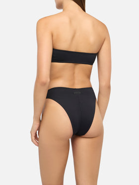 Sibilla High-Waist-Badehose mit hohem Beinausschnitt – Rebby schwarzes Bandeau-Top