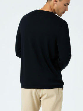 Black t-shirt Scott in MERINO WOOL and CASHMERE