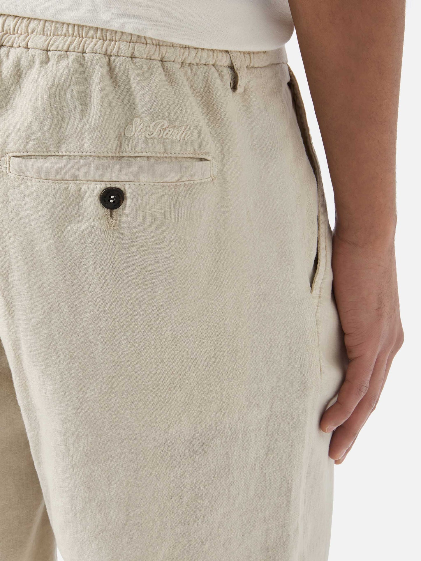 Beige Sebastian bermuda shorts in pure linen