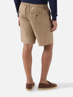 Brown Sebastian bermuda shorts in pure linen