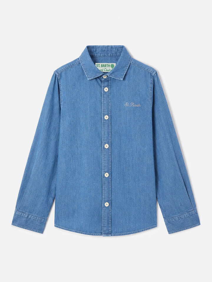 Camicia Seefeld Jr blu denim in chambray con stampa Snoopy | Special Edition