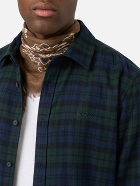 Camicia Seefeld verde in flanella di misto cotone con ricamo Bollicine Team