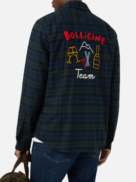 Camicia Seefeld verde in flanella di misto cotone con ricamo Bollicine Team