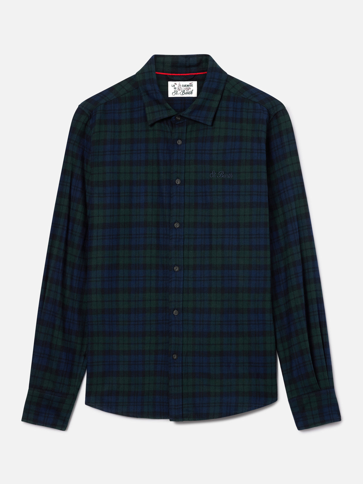 Chemise en flanelle de coton mélangé Green Seefeld avec broderie Bollicine Team 