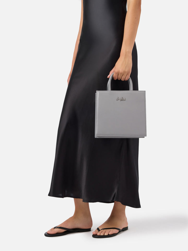 Sac Shop Bag Midi en cuir gris 