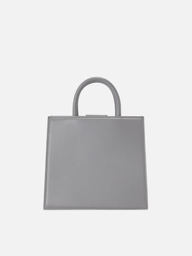 Borsa a mano Shop Bag Midi in pelle grigia