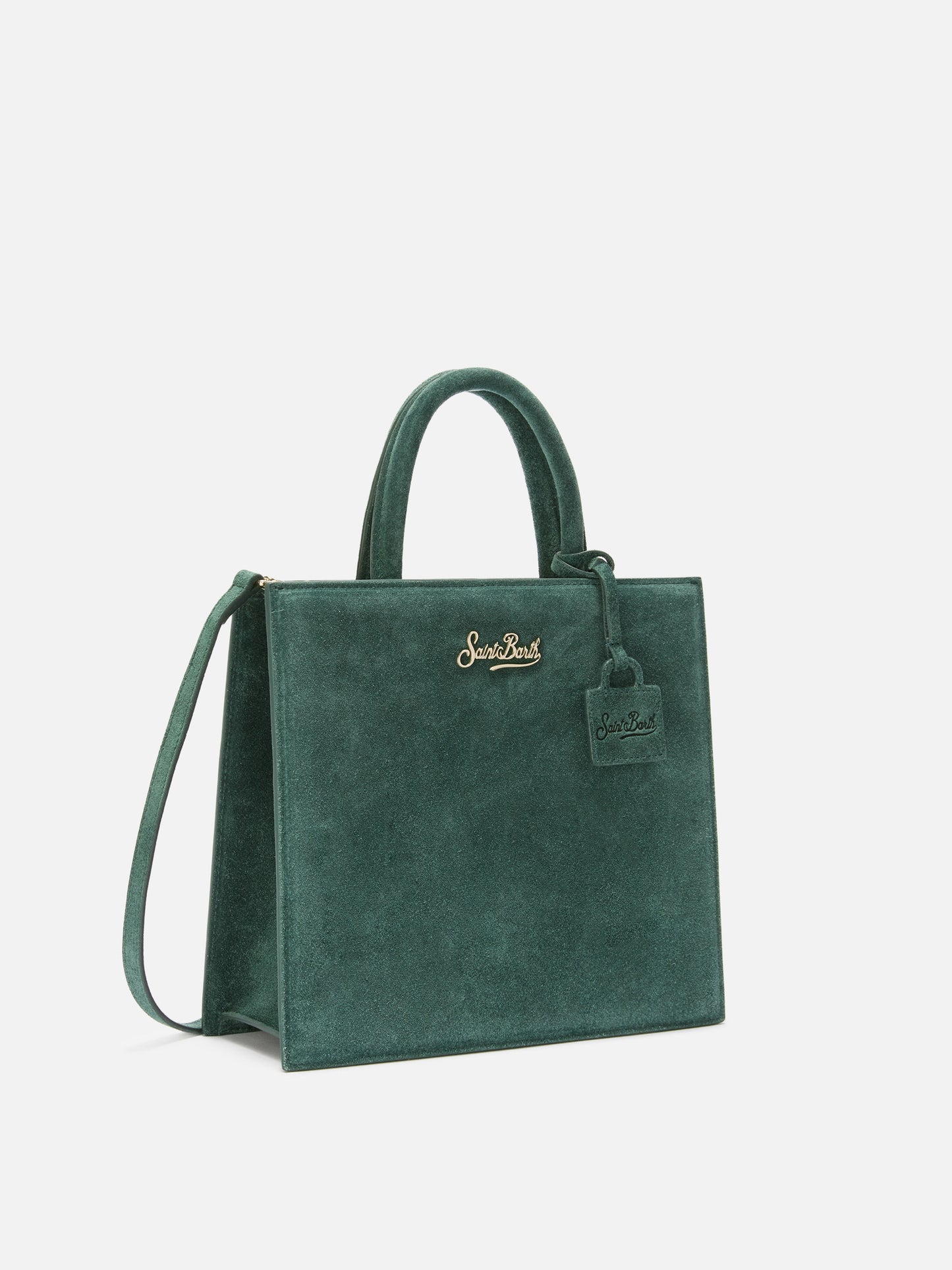 Borsa a mano Shop Bag Midi in pelle scamosciata verde