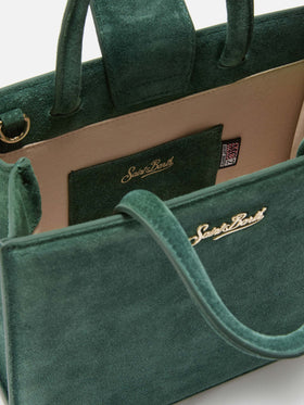 Borsa a mano Shop Bag Midi in pelle scamosciata verde