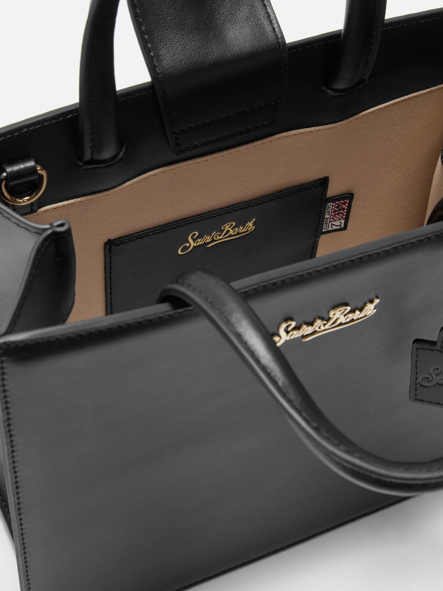 Shop Bag Midi Handtasche aus schwarzem Leder