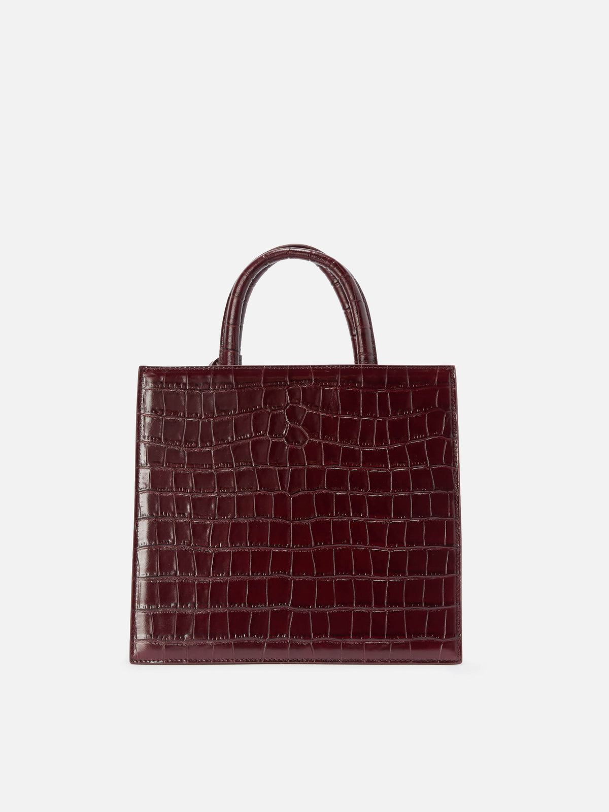 Cabas Medium Bordeaux en cuir imprimé croco avec logo lettré 
