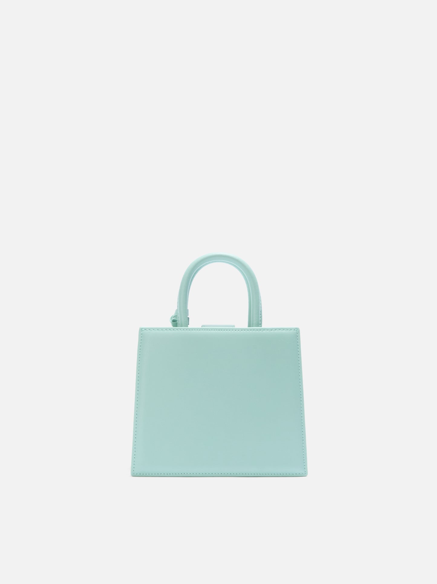 Mini sac Structured Shop en cuir lisse vert menthe avec plaque métallique 