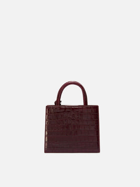 Borsa Mini Shop bordeaux in pelle stampa cocco