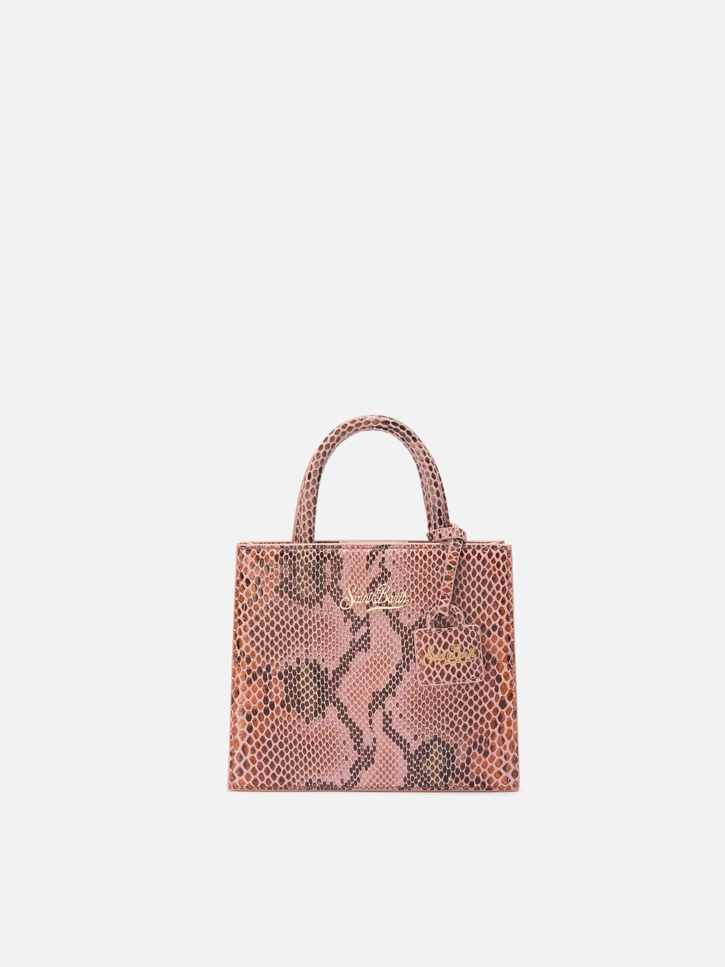 Shop Bag Mini in pink python-print leather