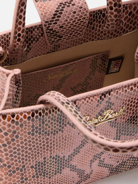 Shop Bag Mini in pink python-print leather