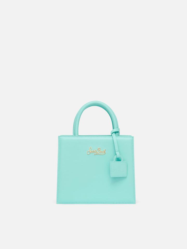 Shop Bag Mini in pelle verde acqua