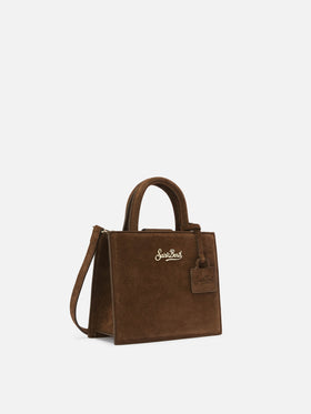 Borsa a mano Shop Bag Mini in pelle scamosciata marrone