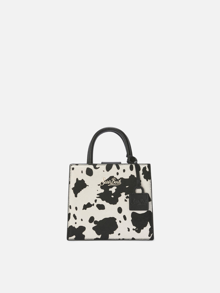 Mini sac Structured Shop en pony hair imprimé vache 