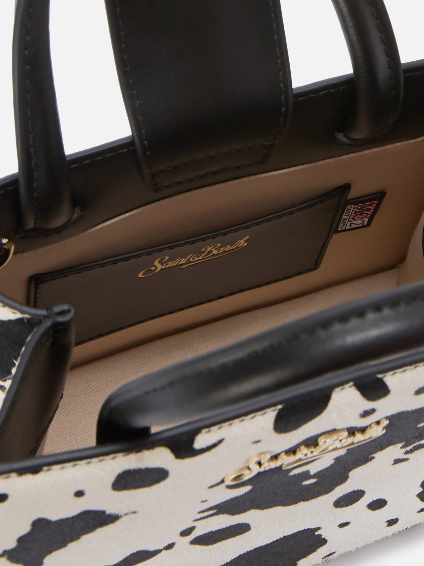 Borsa Shop Mini strutturata in cavallino con fantasia muccata