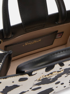 Borsa Shop Mini strutturata in cavallino con fantasia muccata